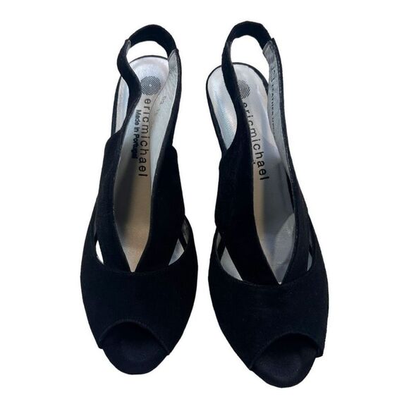 Eric Michael Women's Slingback Peep Toe Peru Cut Out High Heel Black Size 38 - Picture 3 of 10